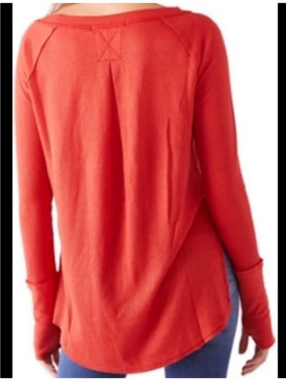 We The Free Off-the-Shoulder Snowy Thermal Tee Heat Wave Orange  Sz Sm - Picture 4 of 11